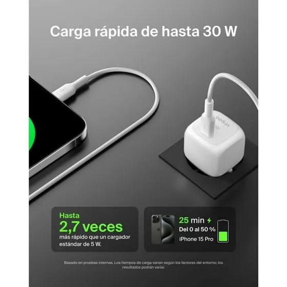 Belkin WCA008 30W USB-C vægoplader, hvid