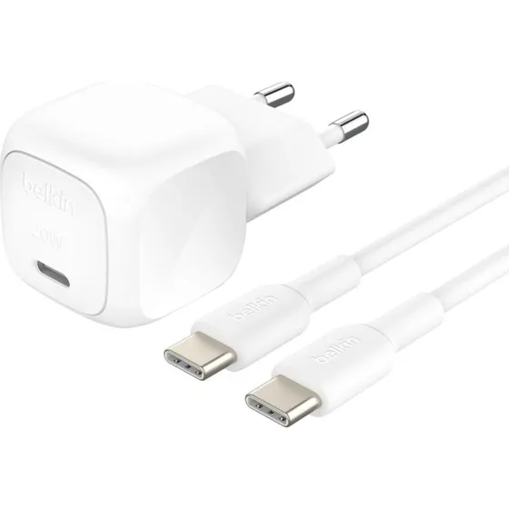 Belkin BoostCharge 20W USB-C oplader med kabel, hvid