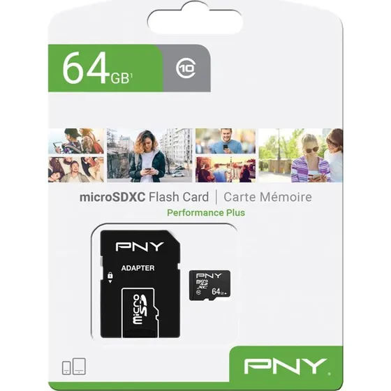 PNY Performance Plus microSDXC 64GB, C10