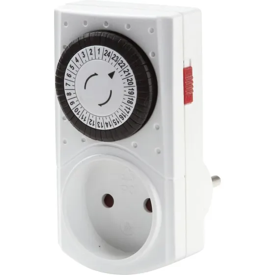 Elworks mekanisk mini døgnur 24h, hvid (16A/3680W)