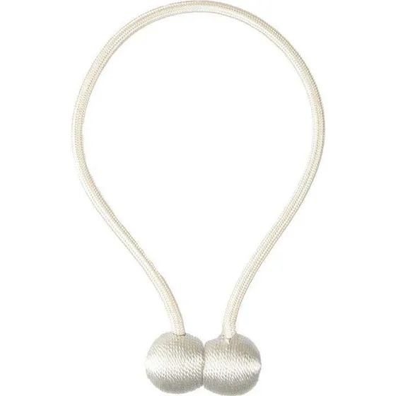 Hvid magnetisk gardinbinding med tekstilreb