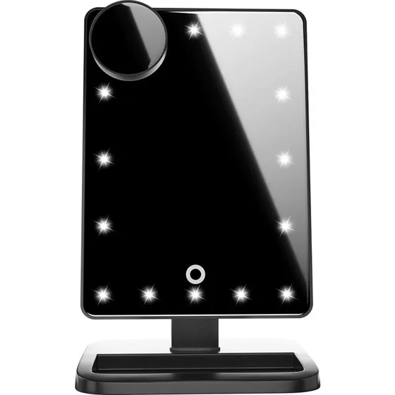 LumiGlow Make-up Spejl med Bluetooth, 20 LED, Sort