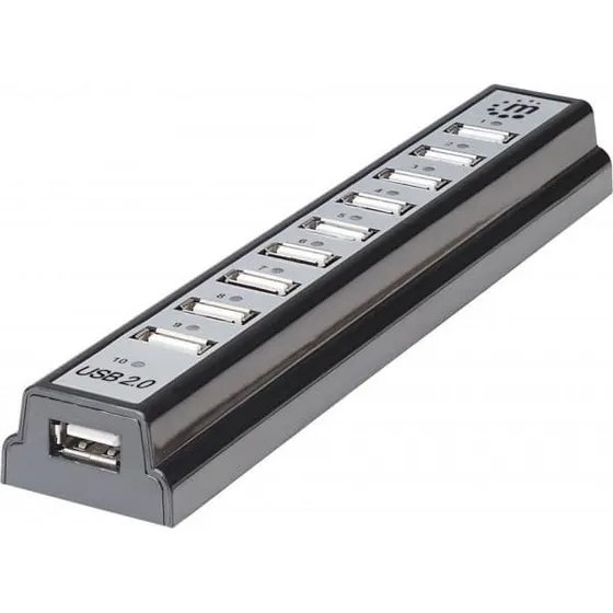 Manhattan HiSpeed USB 10-Port Desktop Hub, sort