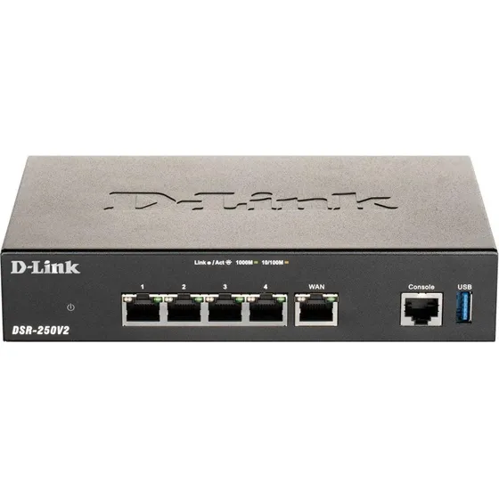 D-Link DSR-250V2 VPN-sikkerhedsrouter med Dual Gigabit WAN