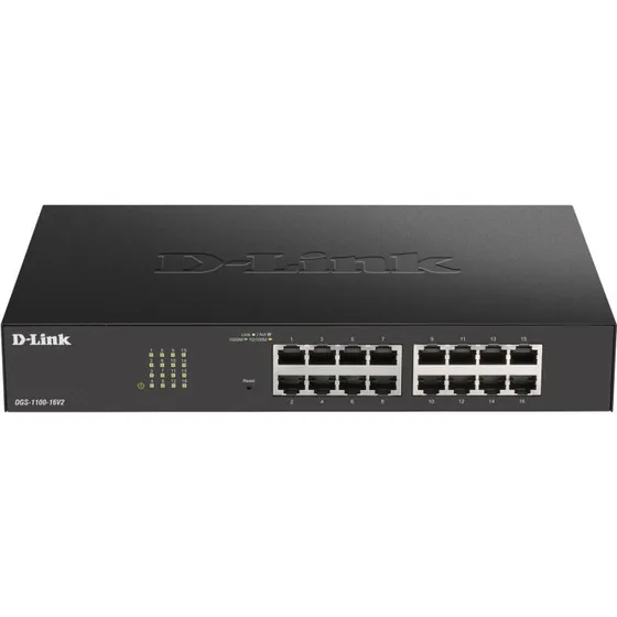 D-Link DGS-1100-16V2 16-port Smart Switch, fanless, VLAN-styring