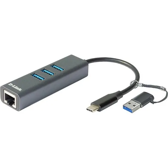 D-Link DUB-2332 USB-C/Thunderbolt 3 Ethernet Adapter Grå