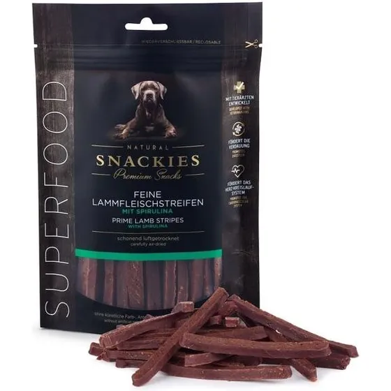 Snackies Naturals Lammestrimler med Spirulina 170 g