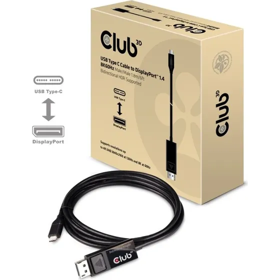 Club 3D CAC-1557 USB-C til DisplayPort 1.8 m, sort
