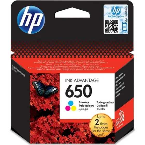 HP 650 Farve Blækpatron (Cyan, Magenta, Gul) CZ102AE