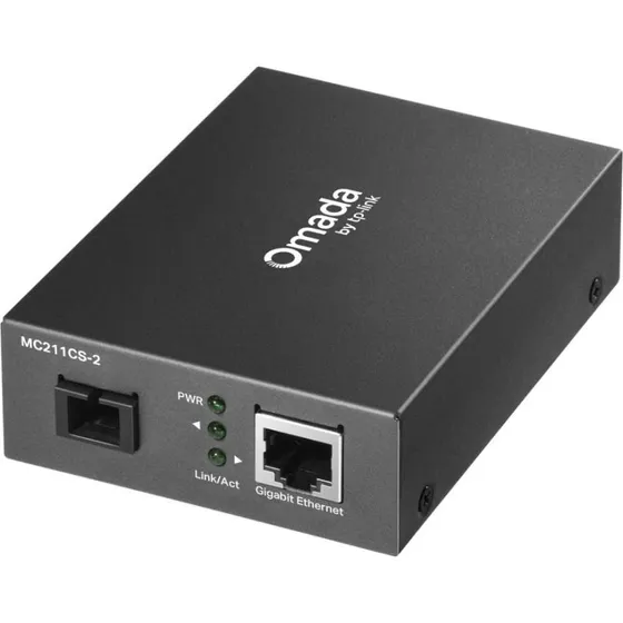TP-Link Omada MC211CS-2 1000 Mbit/s Singlemode Fibermediekonverter, Sort