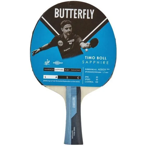Butterfly Timo Boll Sapphire bordtennisketcher (sort/blå, 160 g)