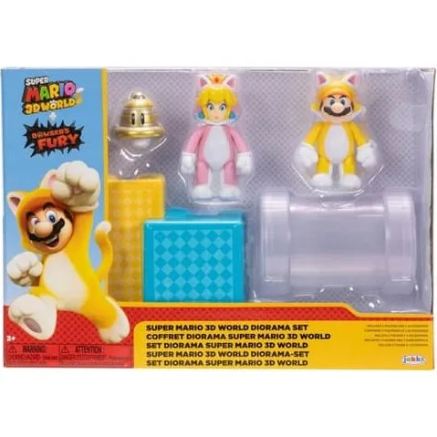Nintendo Super Mario 3D World Diorama Sæt, Cat Mario & Cat Pech