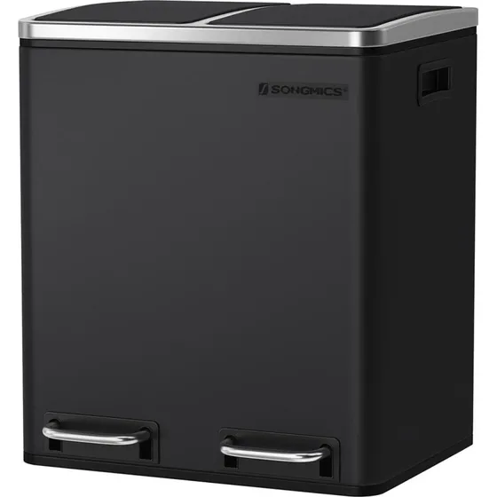 SONGMICS 2 x 15 L affaldsspand med pedal, sort stål