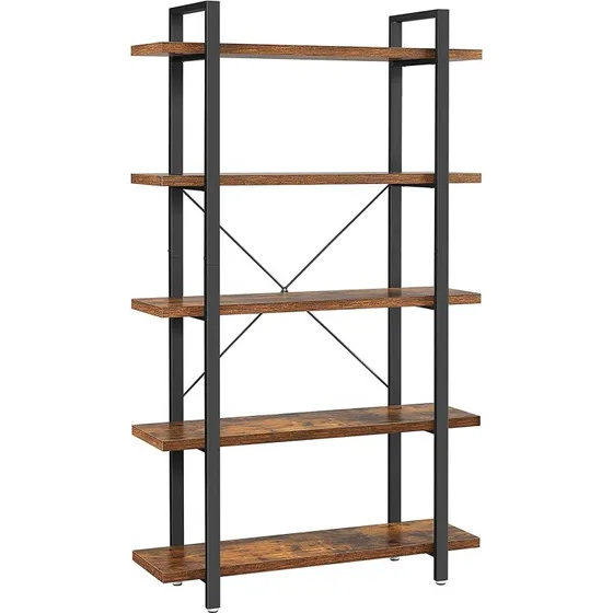 Bogreol 5 hylder rustik brun/sort