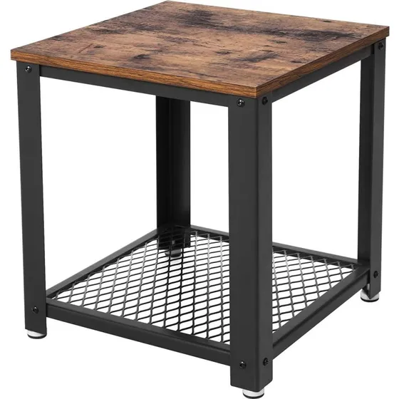 VASAGLE Sidebord i rustik brun/sort, 45x45x55 cm