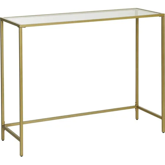 Vasagle Konsolbord, hærdet glas og guld stål, 100×35×80 cm