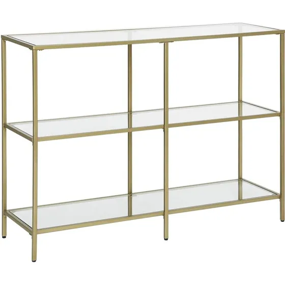 VASAGLE konsolbord i hærdet glas, 100x30 cm, guld