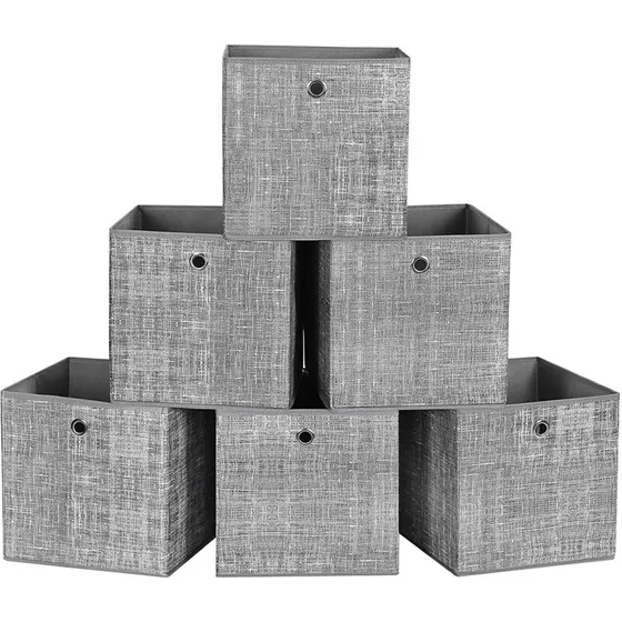 SONGMICS foldbare opbevaringskasser 30x30 cm, sæt af 6, grå