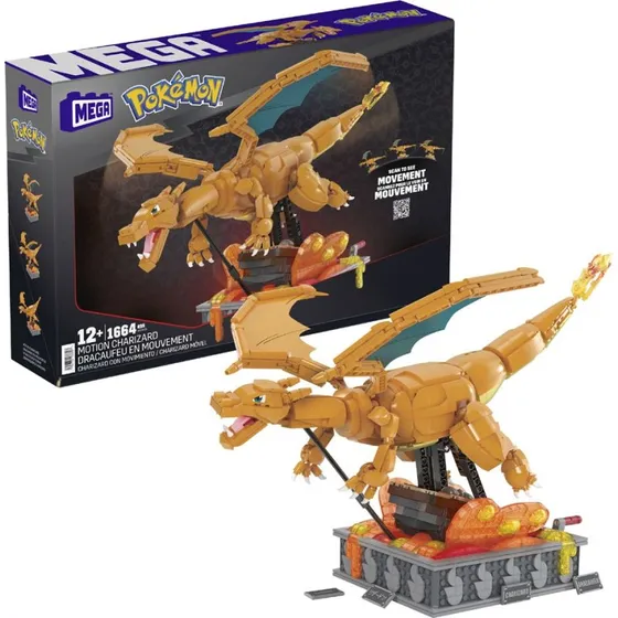 MEGA Construx Pokémon Charizard med bevægelse og udskiftelige navneplader – 1664 dele