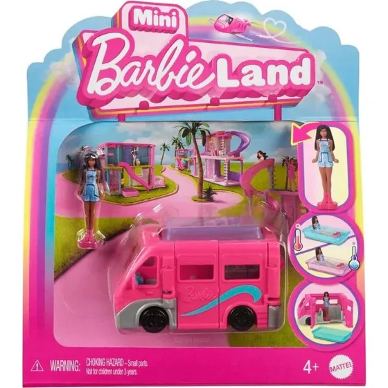 Barbie Mini BarbieLand DreamCamper med dukke, 4 cm