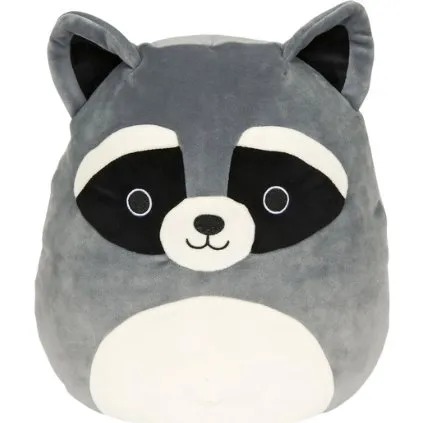 Squishmallows Rocky 19 cm - Grå vaskebjørn med hvid mave