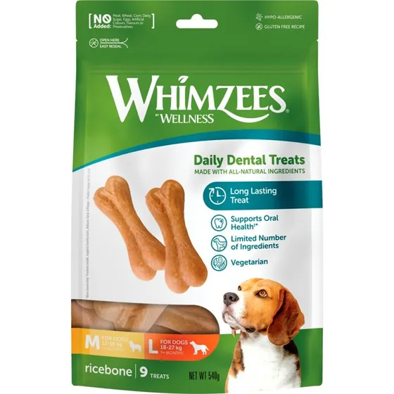 Whimzees Ricebone L - tyggeben til store hunde (540 g, 6 stk)