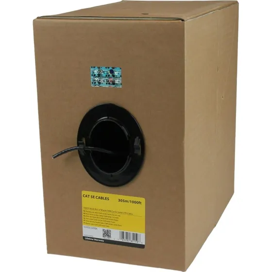 StarTech.com 1000 ft CMR Cat5e Riser Kabel, 24 AWG, Sort
