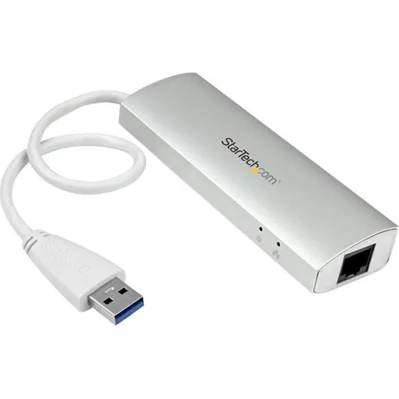 StarTech ST3300G3UA 3-Port USB 3.2 Hub med Ethernet - Hvid/Sølv