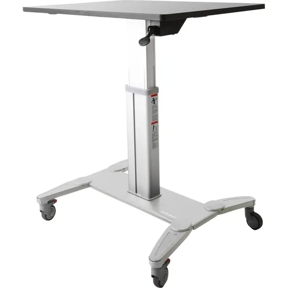 StarTech.com STSCART Mobile Sit-Stand Desk, Sort/Sølv, Højdejusterbar