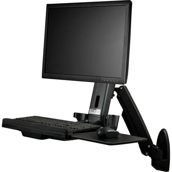 StarTech WallSTS1 Wall Mount Workstation, 24" Full Motion Monitorarm, Sort