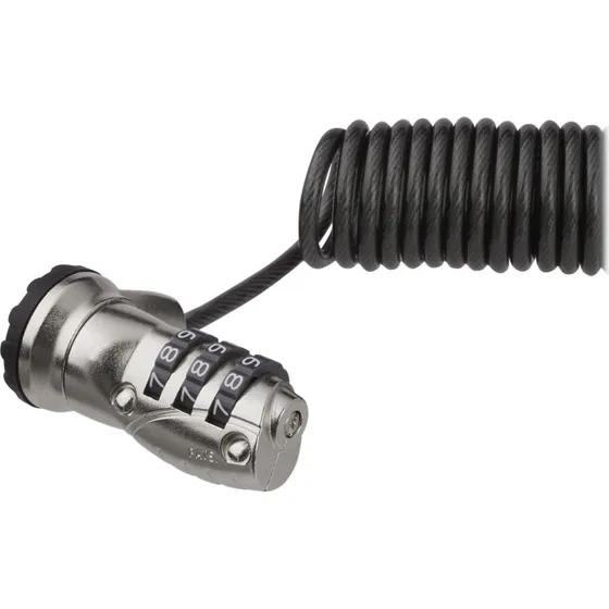 StarTech.com LTLOCK3DCOIL 3-Tals Sikkerhedskabelslås, 1,8 m, Selvindkølende
