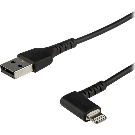 StarTech.com 2m 90° Vinklet USB A til Lightning Kabel, Sort