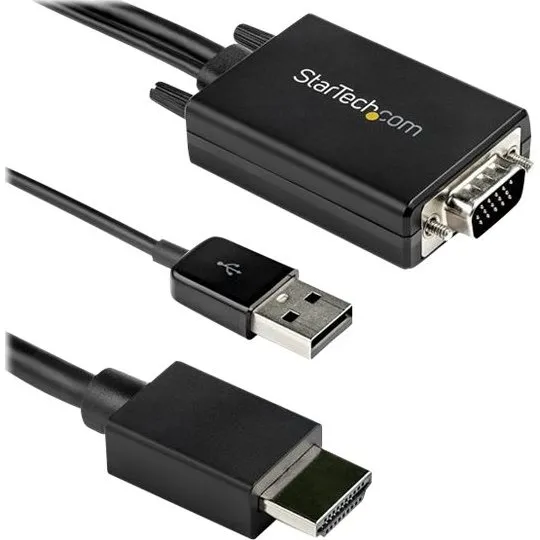 StarTech VGA til HDMI Converterkabel 2m med USB Audio & Strøm