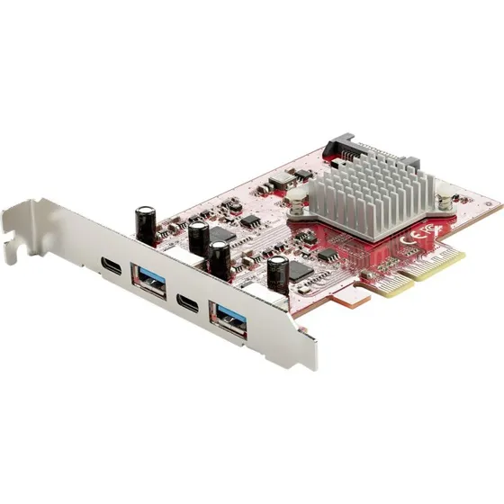 StarTech PEXUSB312A2C2V 4-Port USB PCIe Kort, 10Gbps, rødt