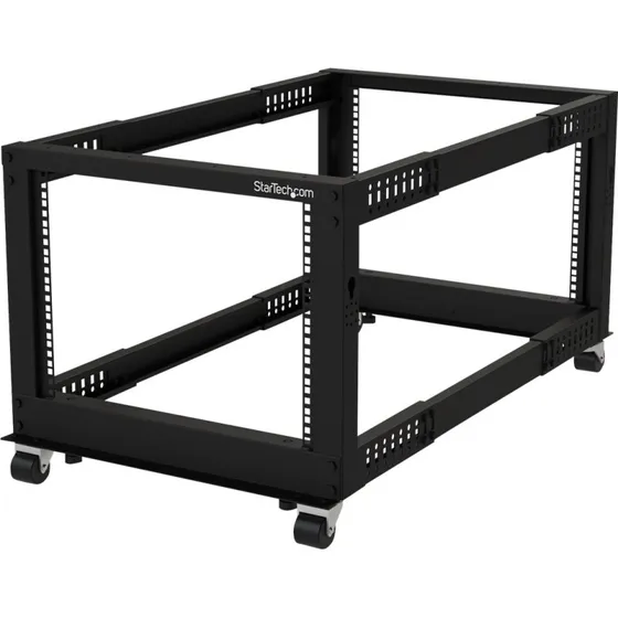 StarTech 4POSTRACK8U 8U 19" Open Frame Server Rack, Sort, 4-Pæl, Justerbar Dybde