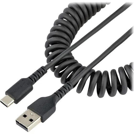 StarTech 3ft USB A til C Coiled Kabel, Sort