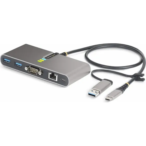StarTech.com 2-Port USB-C/USB-A Hub med GbE og RS232, Grå
