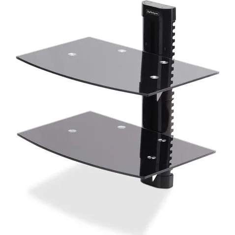 StarTech.com 2B-WALL-MOUNT-SHELF, sort, glas, 250 mm