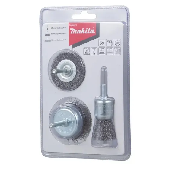 Makita Stålbørstesæt 6mm 1/4" (3) - D-66070