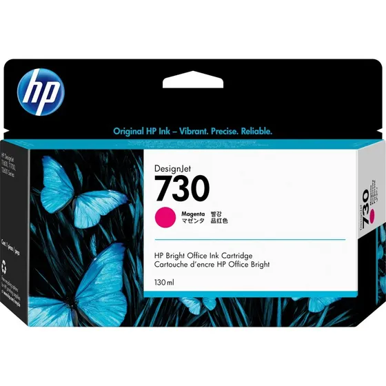 HP 730 Magenta Blæk P2V63A, 130 ml