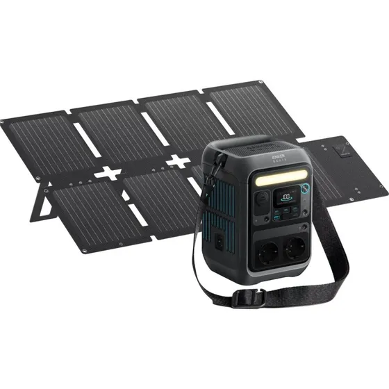 Anker SOLIX C300X DC 300W bærbar strømstation med PS60 solpanel