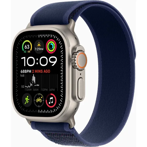 Apple Watch Ultra 2 49 mm Titanium Natur, Blå Trail Loop M/L
