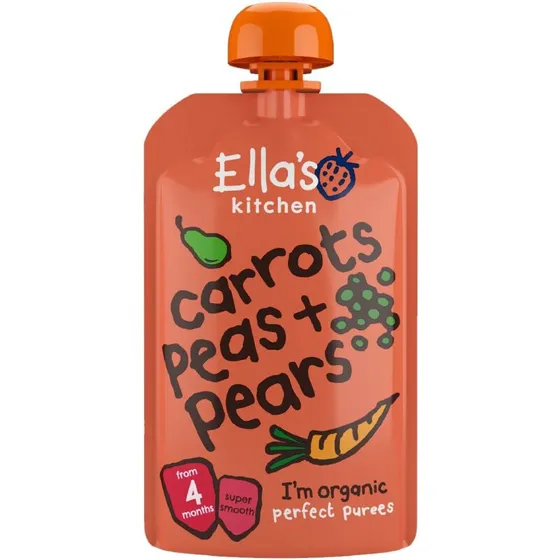 Ellas Kitchen Babymos Gulerod, Ærter & Pære Ø 4+ mdr 120 g