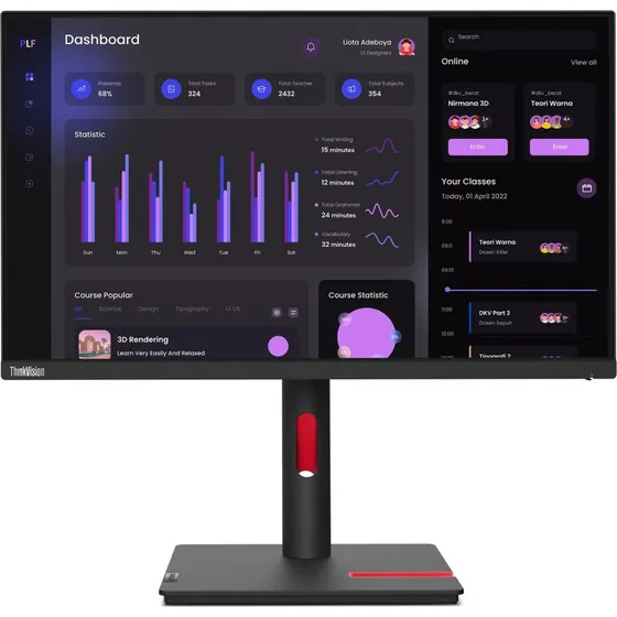 Lenovo ThinkVision T24i-30 23,8" IPS Full HD Skærm, Sort