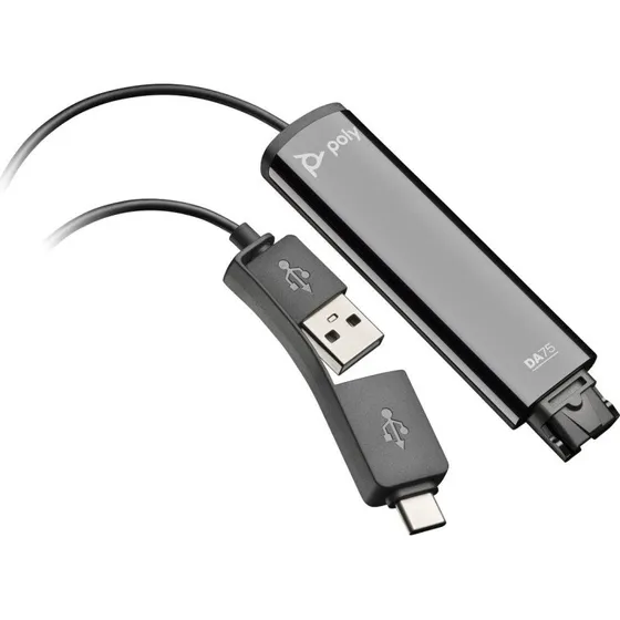 HP Poly DA75 USB-C/USB-A Hovedtelefoner, Sort