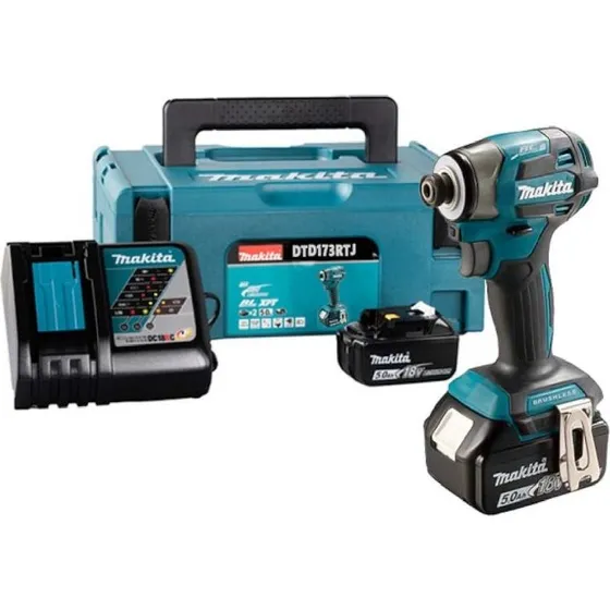 Makita DTD173RTJ 1/4" Ledningsløs Stødnøgle med 2 Batterier, Lader og Kasse