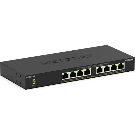 Netgear GS308LP-100EUS 8-port Gigabit PoE+ Switch, sort