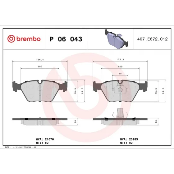 Brembo Bremseklodser P 06 043X for BMW, MG, Rover (Akselsæt)
