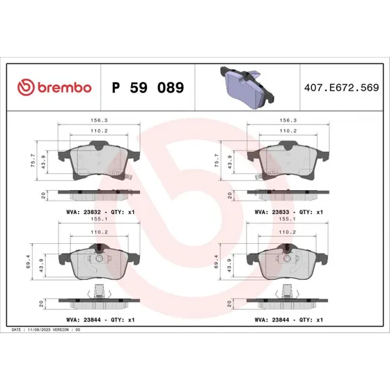 Brembo Bremseklodser P 59 089 for Opel/Vauxhall