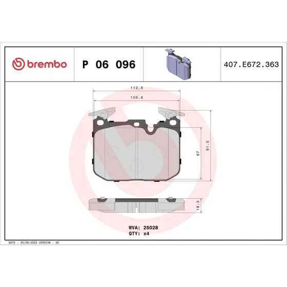 Brembo Bremseklodser P 06 096, Prime, Blå, foraksel